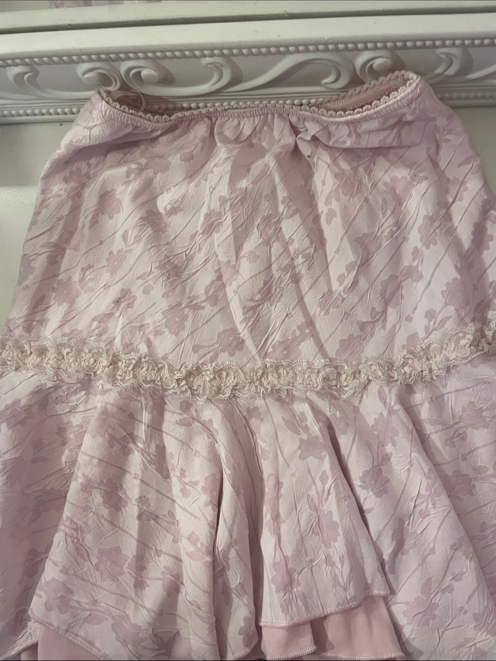 Pink Floral Lace Trim skirt size small